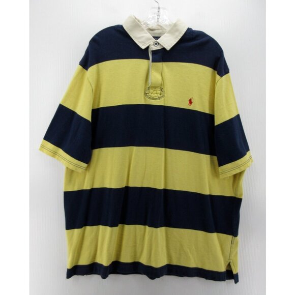 Ralph Lauren Polo Shirt XXL Yellow Rugby Red Pony Color Block Y2K * - Picture 1 of 12